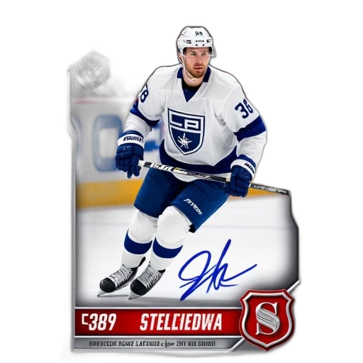 hockey, player, white, blue, uniform, number, depicted, dynamic transparent PNG cut-out