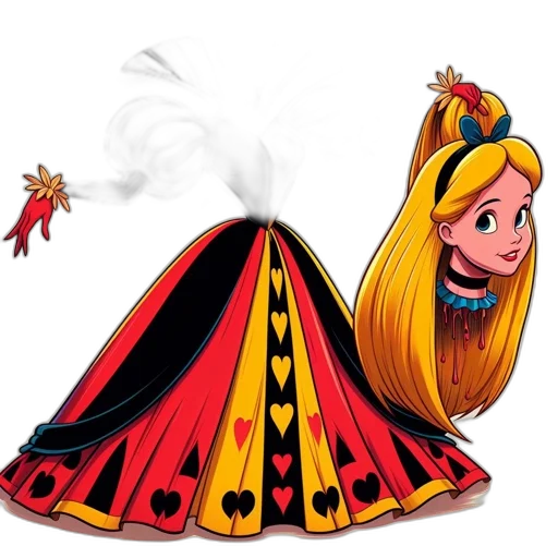 dress, crown, hair, mask, concept art, cartoon, 3d render, fantasy art transparent PNG cut-out