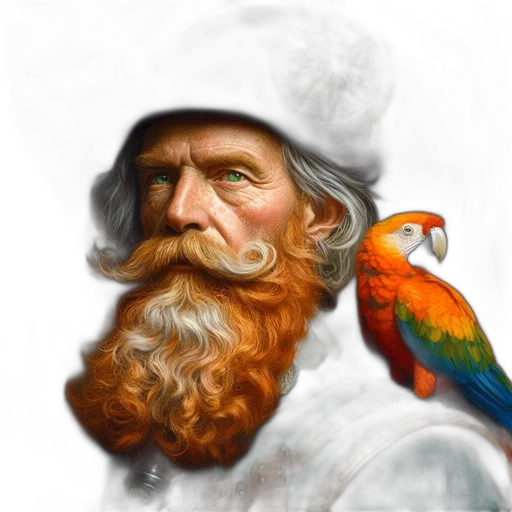 face, animal, hat, photorealistic, fantasy art, oil painting, pixel art, colorful transparent PNG cut-out