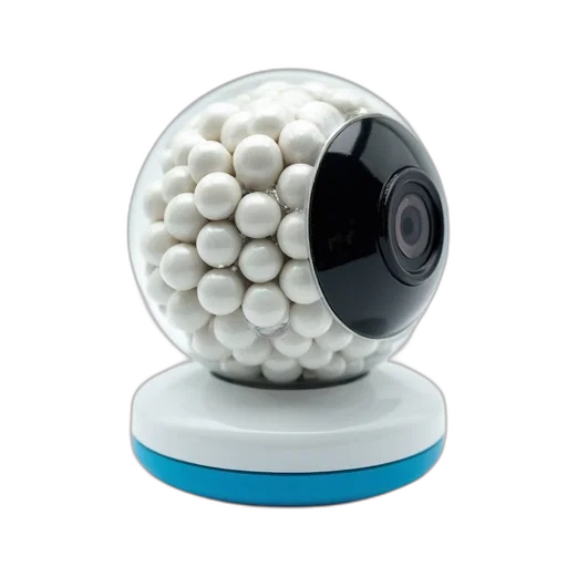 robot, 3d render, close-up, image, security, camera, white, casing transparent PNG cut-out