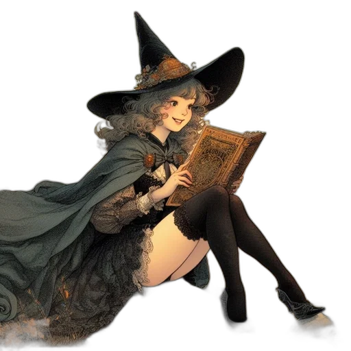 dress, hat, staff, fantasy art, concept art, watercolor, photorealistic, young transparent PNG cut-out