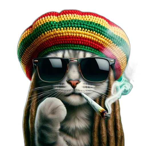 hat, animal, photorealistic, anthropomorphic, cat, wearing, sunglasses, knitted transparent PNG cut-out