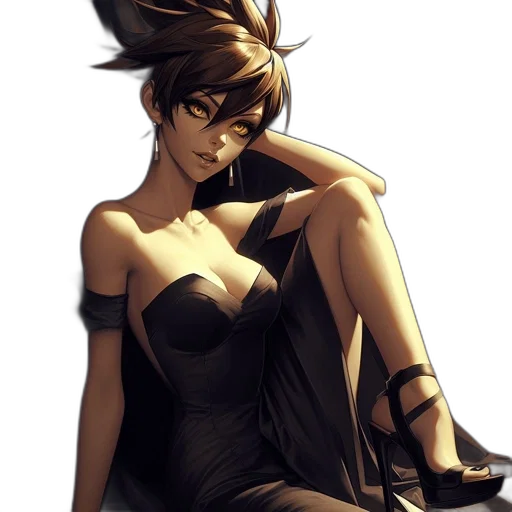 dress, concept art, anime, fantasy art, comic book art, dark, golden, earth tones transparent PNG cut-out