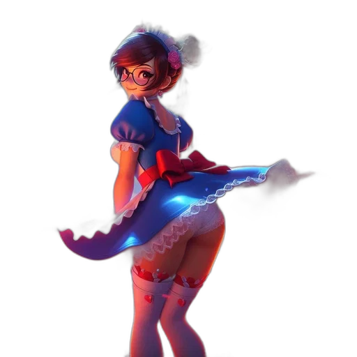 dress, staff, concept art, 3d render, fantasy art, pixel art, blue, animated transparent PNG cut-out