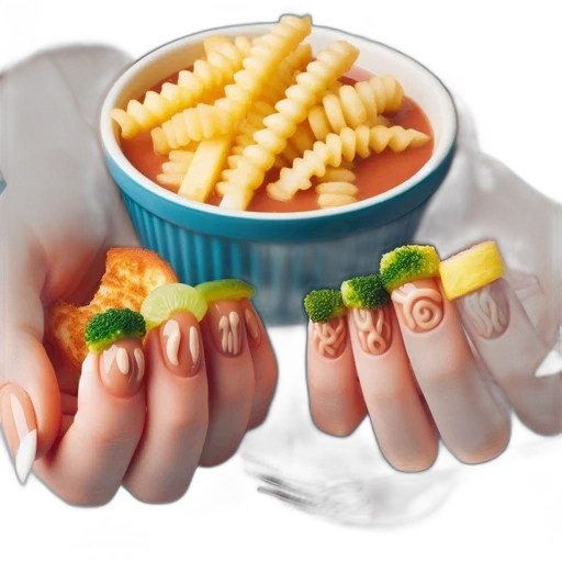 food, jewelry, 3d render, photorealistic, vaporwave, person, hands, hold transparent PNG cut-out