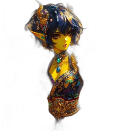 dress, jewelry, fantasy art, concept art, 3d render, photorealistic, blue-skinned, character transparent PNG cut-out