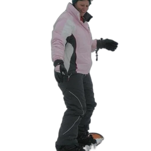 jacket, staff, person, pink, white, snowboarding, snowy, slope transparent PNG cut-out