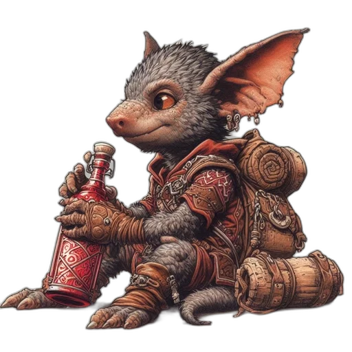 dragon, bottle, creature, staff, fantasy art, concept art, 3d render, pixel art transparent PNG cut-out