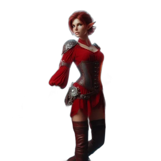 staff, dress, concept art, fantasy art, 3d render, pixel art, red, woman transparent PNG cut-out