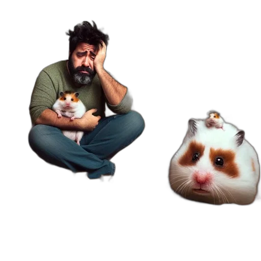 animal, creature, concept art, pixel art, 3d render, photorealistic, man, overwhelmed transparent PNG cut-out