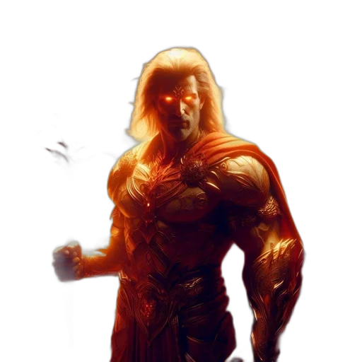 sword, comic book art, concept art, fantasy art, 3d render, fire, red, golden transparent PNG cut-out