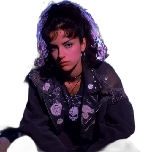 jacket, hair, face, photorealistic, vaporwave, cyberpunk, cartoon, neon lights transparent PNG cut-out