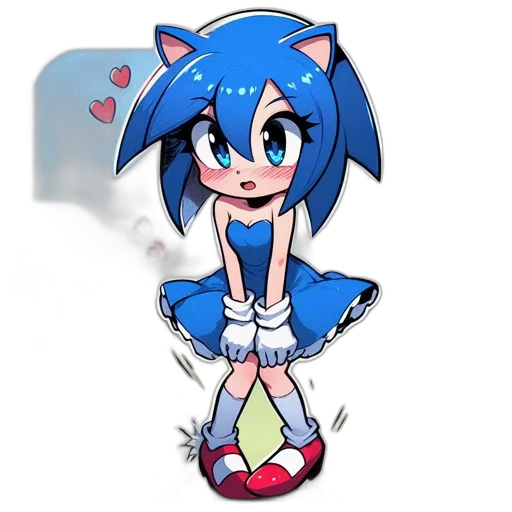 dress, creature, staff, cartoon, anime, pixel art, concept art, blue transparent PNG cut-out
