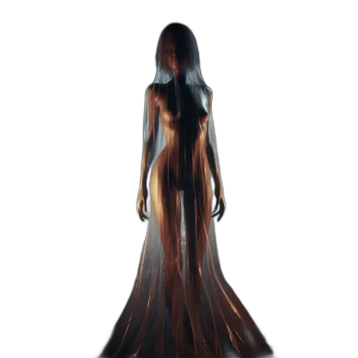 dress, hair, creature, mask, concept art, 3d render, fantasy art, photorealistic transparent PNG cut-out