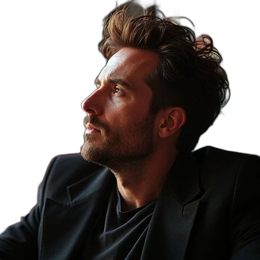 jacket, hair, face, staff transparent PNG cut-out