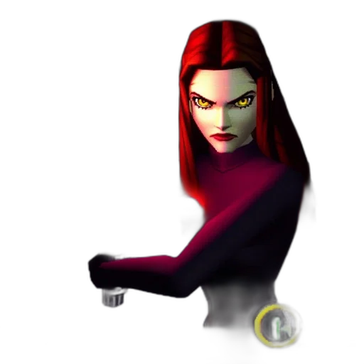 concept art, comic book art, 3d render, pixel art, red, woman, long, hair transparent PNG cut-out