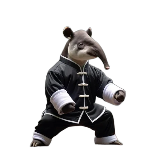 animal, staff, creature, jacket, concept art, 3d render, anthropomorphic, tapir transparent PNG cut-out