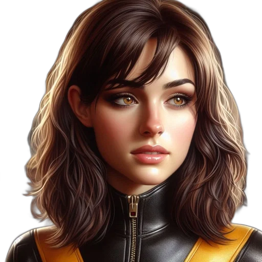 jacket, face, fantasy art, photorealistic, comic book art, concept art, golden, dark transparent PNG cut-out