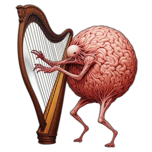 creature, animal, hair, weapon, concept art, anthropomorphic, brain, plays transparent PNG cut-out