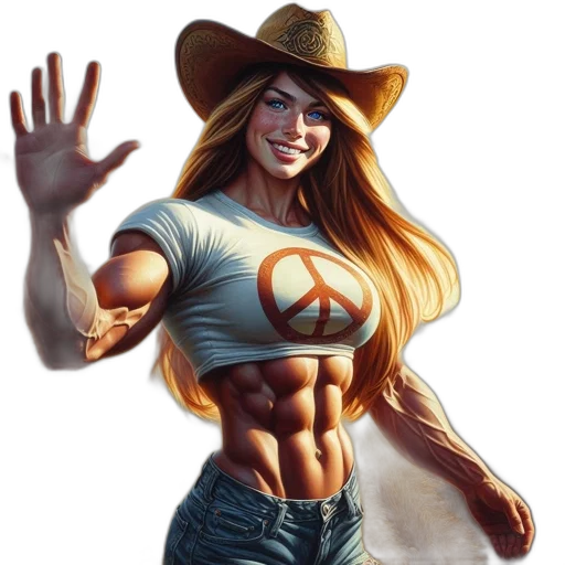 hat, comic book art, concept art, fantasy art, photorealistic, muscular, woman, waves transparent PNG cut-out