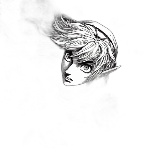 mask, face, hair, dragon, comic book art, pencil sketch, anime, concept art transparent PNG cut-out