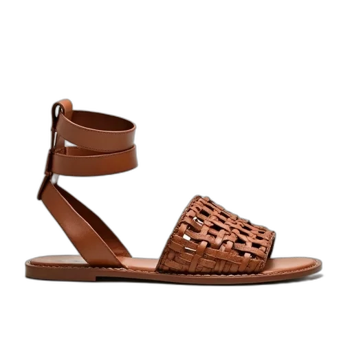 shoes, earth tones, pair, brown, woven, sandals, flat, sole transparent PNG cut-out