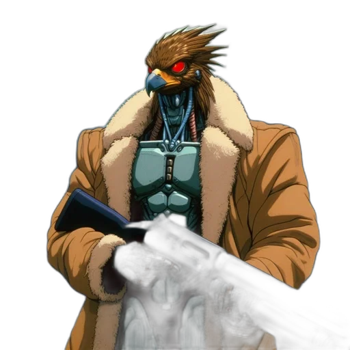 jacket, staff, mask, weapon, concept art, comic book art, photorealistic, cyberpunk transparent PNG cut-out