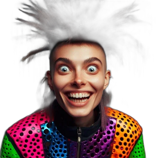 hair, face, creature, jacket, concept art, photorealistic, 3d render, cartoon transparent PNG cut-out