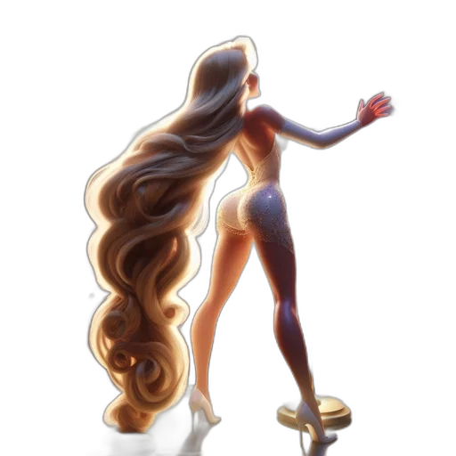 hair, dress, concept art, fantasy art, 3d render, comic book art, golden, animated transparent PNG cut-out