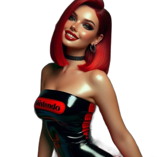 dress, jewelry, photorealistic, comic book art, fantasy art, cartoon, red, woman transparent PNG cut-out