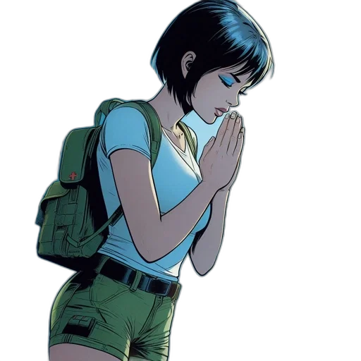 jacket, comic book art, concept art, cartoon, anime, neon lights, green, blue transparent PNG cut-out