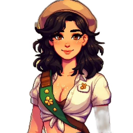 staff, hat, pixel art, fantasy art, concept art, cartoon, golden, green transparent PNG cut-out