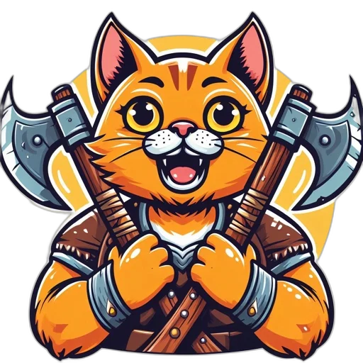 staff, pixel art, fantasy art, concept art, comic book art, animated, feline, character transparent PNG cut-out