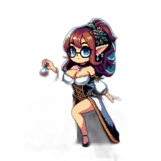 staff, dress, pixel art, fantasy art, concept art, anime, pixelated, woman transparent PNG cut-out