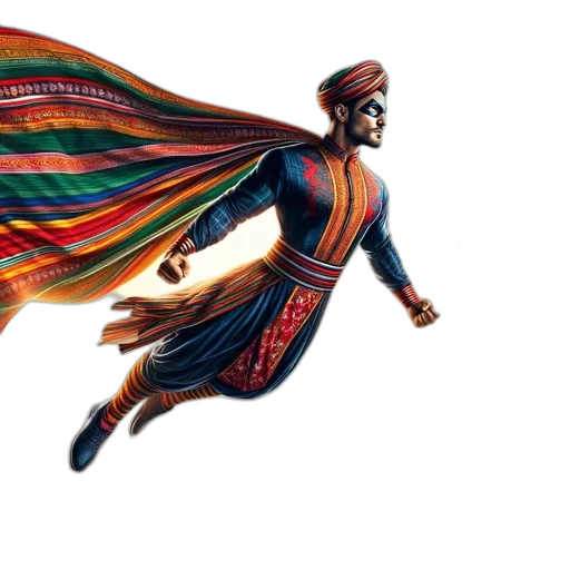 concept art, fantasy art, watercolor, comic book art, colorful, superhero, soars, through transparent PNG cut-out