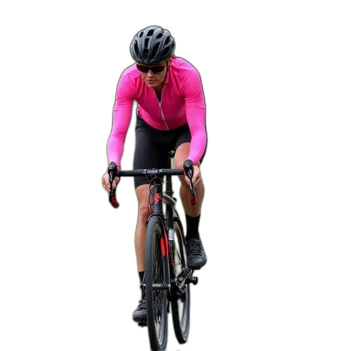cyclist, pink, black, outfit, riding, bicycle, road, wearing transparent PNG cut-out