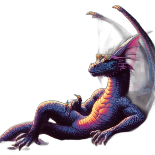 dragon, creature, animal, staff, concept art, fantasy art, pixel art, vaporwave transparent PNG cut-out
