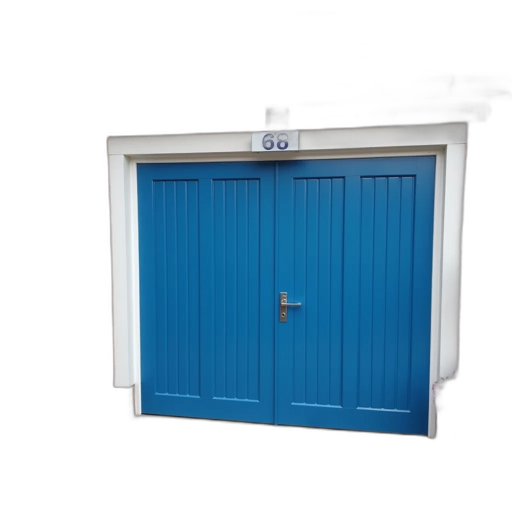 furniture, building, staff, 3d render, photorealistic, blue, garage, door transparent PNG cut-out