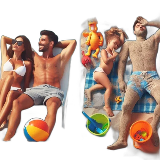 3d render, concept art, photorealistic, fantasy art, beach, split-screen, image, showing transparent PNG cut-out