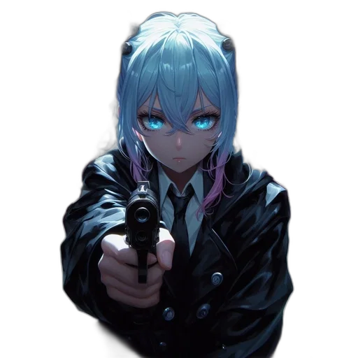 weapon, jacket, staff, face, cyberpunk, anime, concept art, vaporwave transparent PNG cut-out