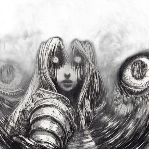 creature, mask, face, hair, fantasy art, concept art, comic book art, pencil sketch transparent PNG cut-out