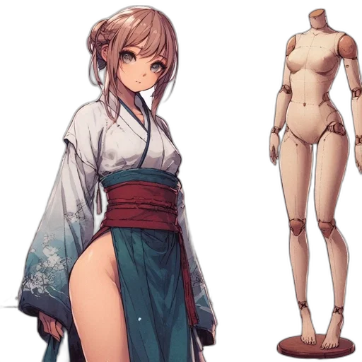 dress, concept art, anime, fantasy art, pixel art, pastel, monochrome, earth tones transparent PNG cut-out