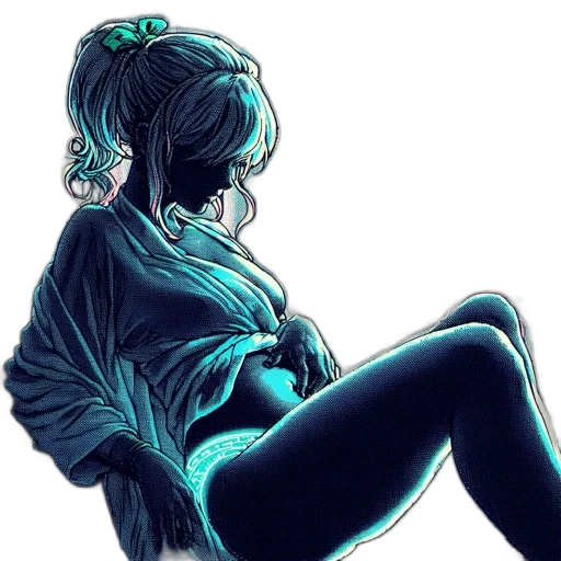 jacket, dress, concept art, comic book art, anime, vaporwave, neon lights, green transparent PNG cut-out