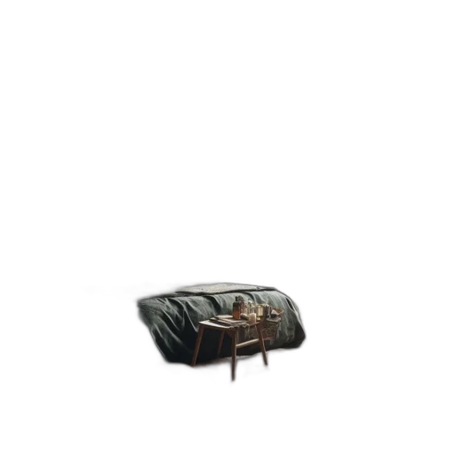 furniture, shoes, jacket, crown, 3d render, concept art, photorealistic, forest transparent PNG cut-out