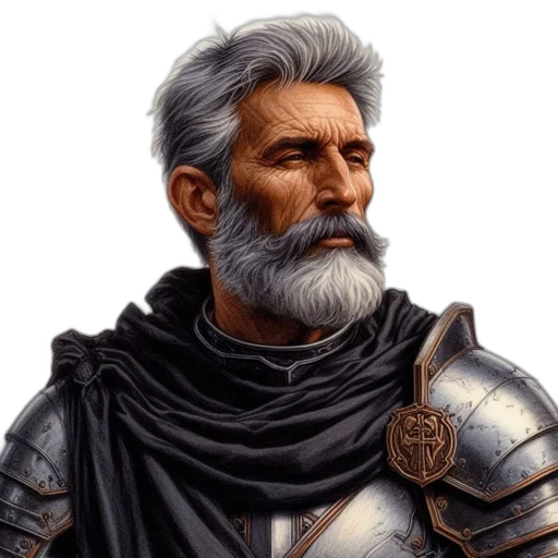 face, sword, fantasy art, concept art, photorealistic, pixel art, aged, man transparent PNG cut-out
