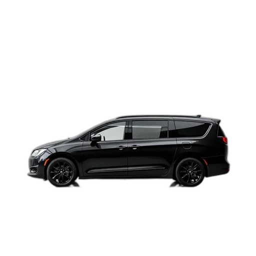 car, 3d render, black, minivan, parked, showroom, white, wall transparent PNG cut-out