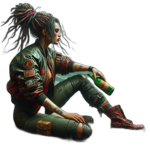 creature, face, concept art, cyberpunk, fantasy art, photorealistic, outer space, green transparent PNG cut-out