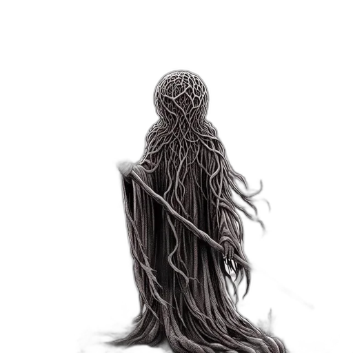 hair, creature, dress, mask, concept art, fantasy art, comic book art, pixel art transparent PNG cut-out