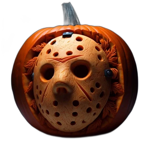 mask, concept art, 3d render, elaborate, carved, pumpkin, takes, form transparent PNG cut-out