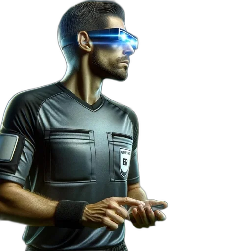 robot, jacket, cyberpunk, concept art, comic book art, 3d render, referee, donning transparent PNG cut-out